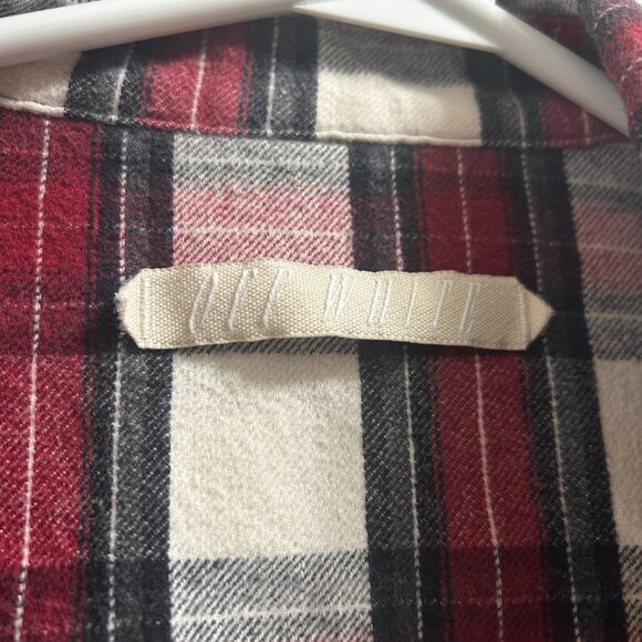 Off-White Checkered Plaid Flannel Shirt Size Large Red White - Picture 3 of 8